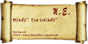 Mikó Euridiké névjegykártya